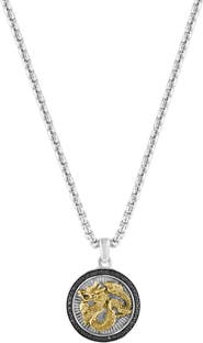 EFFY Men's Two-Tone Dragon Disc Pendant Necklace
