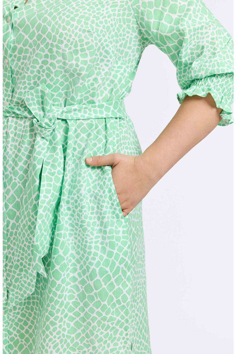 Abby Belted Linen Blend Shirtdress, Alternate, color, NEW LEAF/ WHITE