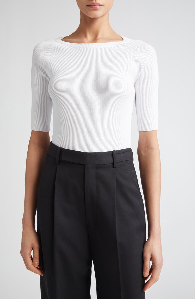 Max Mara Salmo Rib Sweater, Main, color, Optical White