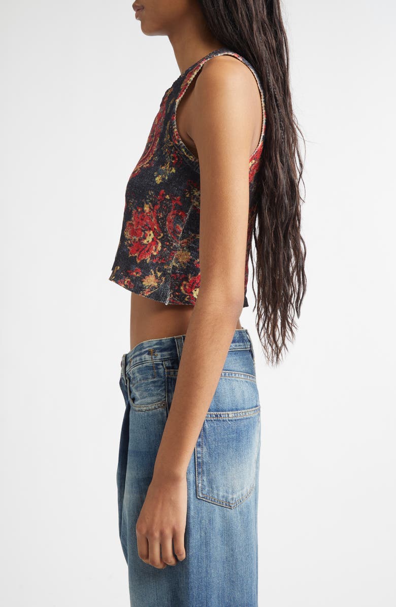 R13 Floral Paisley Sweater Tank, Alternate, color, Black Red Multicolor