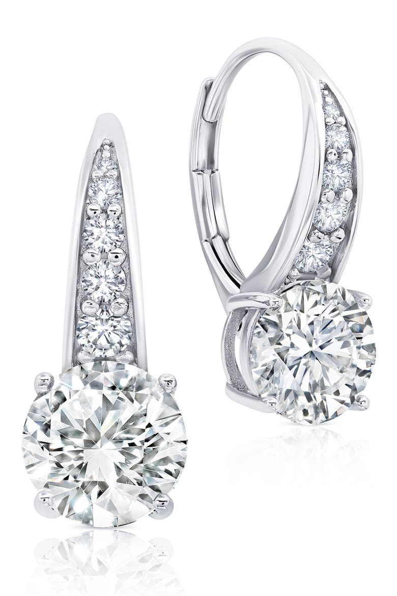 Cubic Zirconia Pavé Drop Earrings, Main, color, PLATINUM