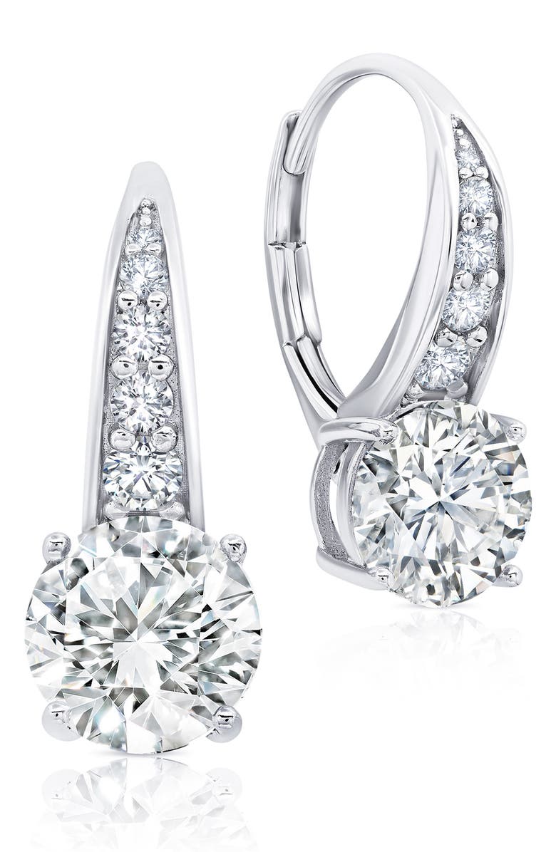 Crislu Cubic Zirconia Pavé Drop Earrings, Main, color, Platinum