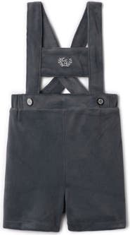 Charlotte & George Velvet Crest Embroidered Shorts Overall