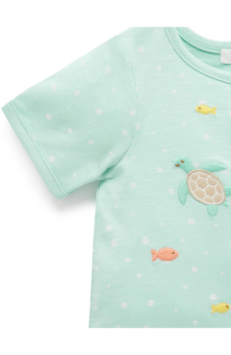 Purebaby Under the Sea Short Button Up Romper, Alternate, color, Seafoam Bubbles Print