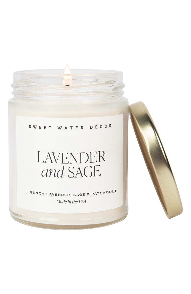 SWEET WATER DECOR Lavender Sage 9 oz. Soy Candle - Set of 2, Main, color, White