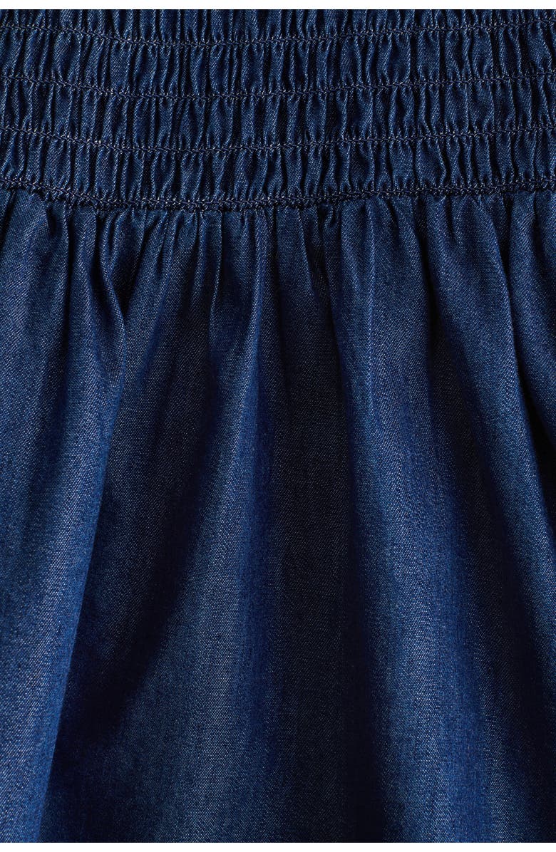 H&M Smocked Denim Dress, Alternate, color, Dark Denim Blue