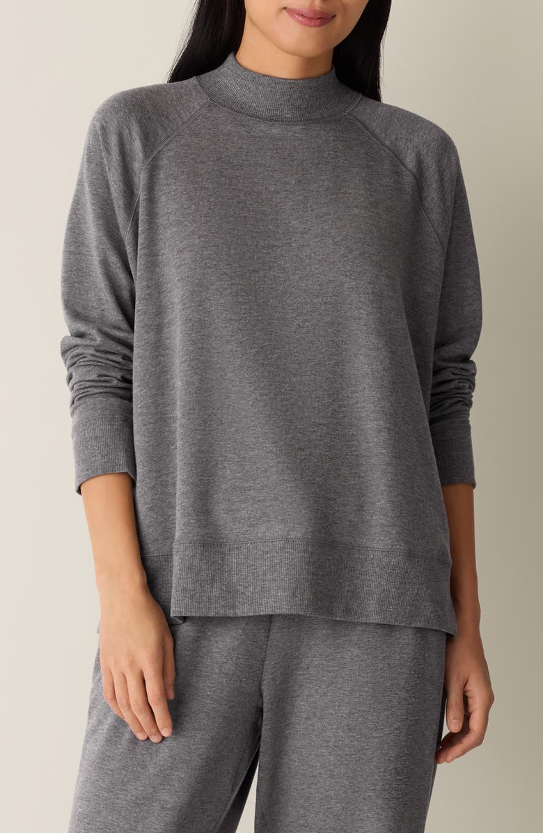 Eileen Fisher Mock Neck Long Sleeve Top, Main, color, Ash