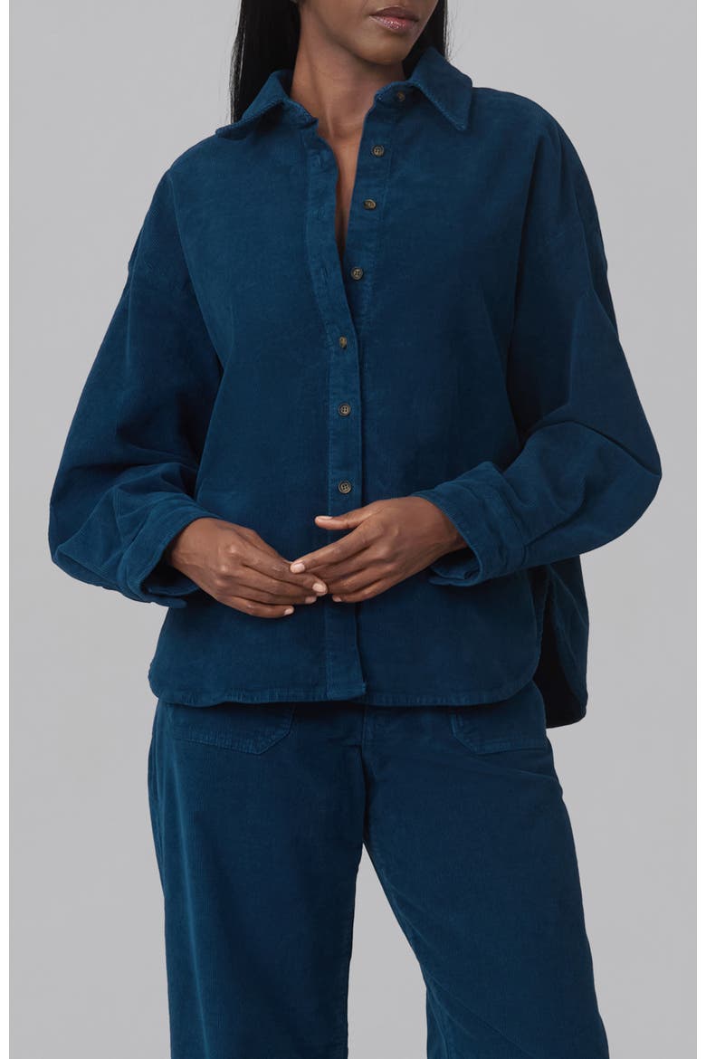 Margot Corduroy Shirt, Main, color, Darkroom Blue