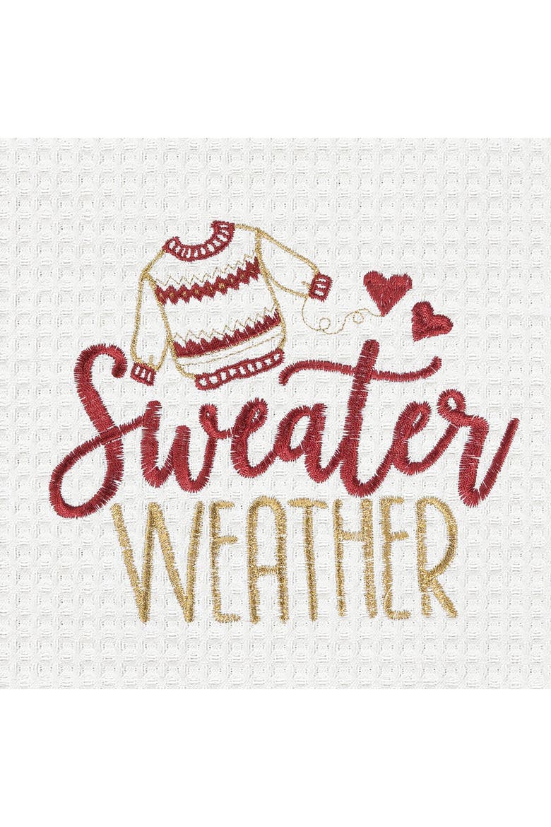 Fall "Sweater Weather" 100% Cotton Flour Sack Kitchen Dishtowel, Alternate, color, White