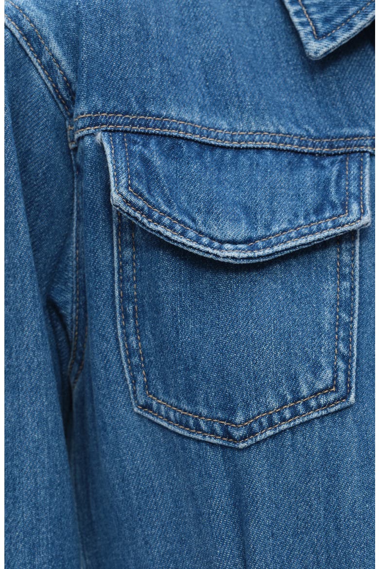 Resa Long Sleeve Fray Hem Denim Mini Shirtdress, Alternate, color, MEDIUM BLUE