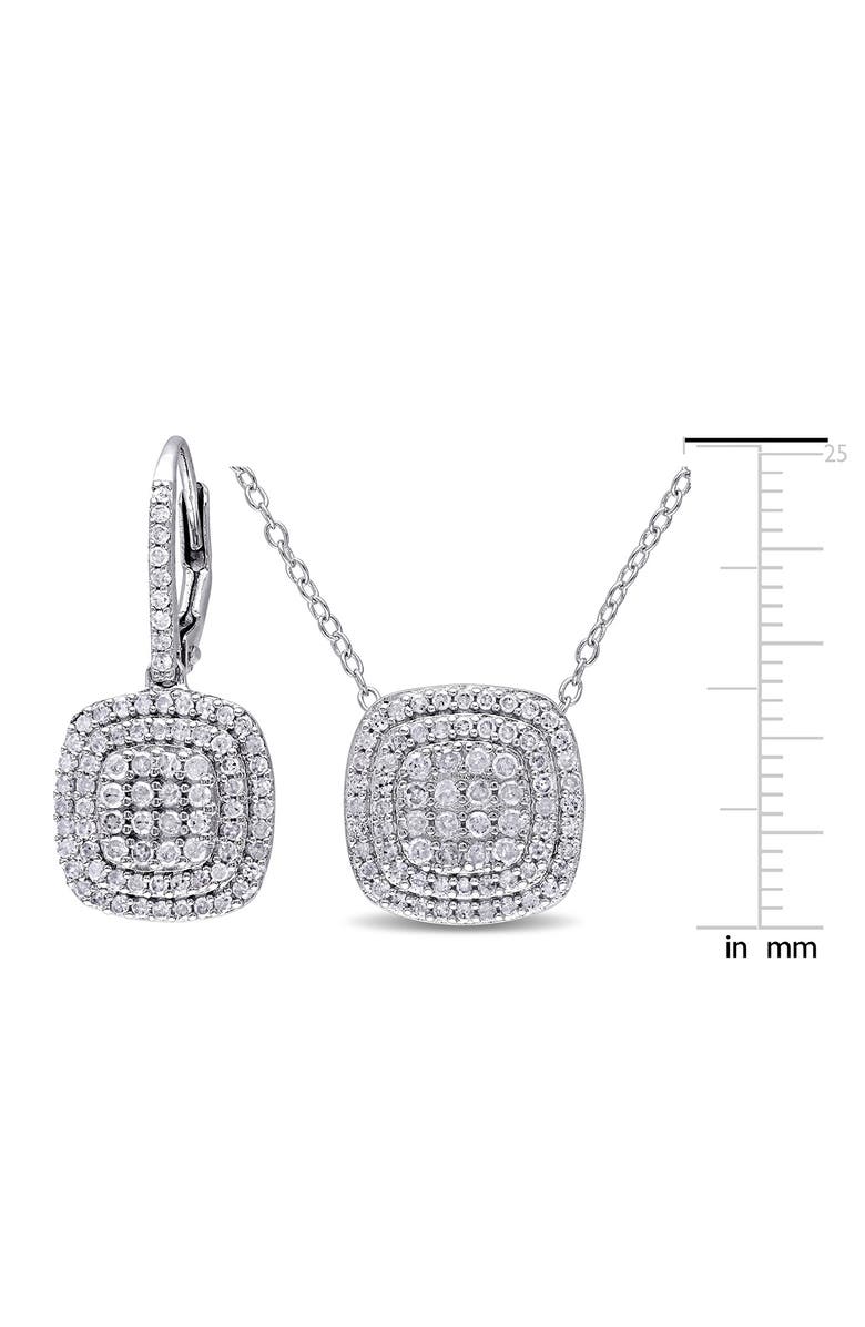 DELMAR Double Halo Diamond Pendant Necklace & Drop Earrings Set - 0.44ct., Alternate, color, 