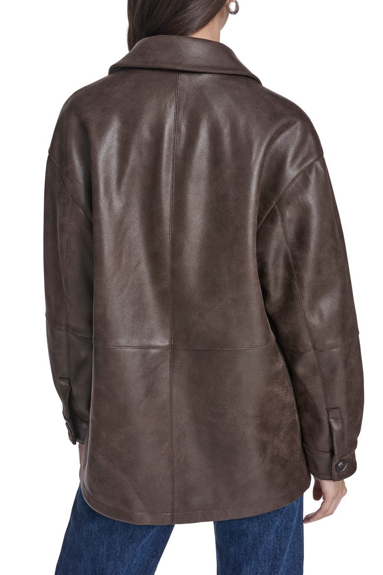 Water Resistant Faux Leather Coat, Alternate, color, DARK BROWN FAUX SUEDE