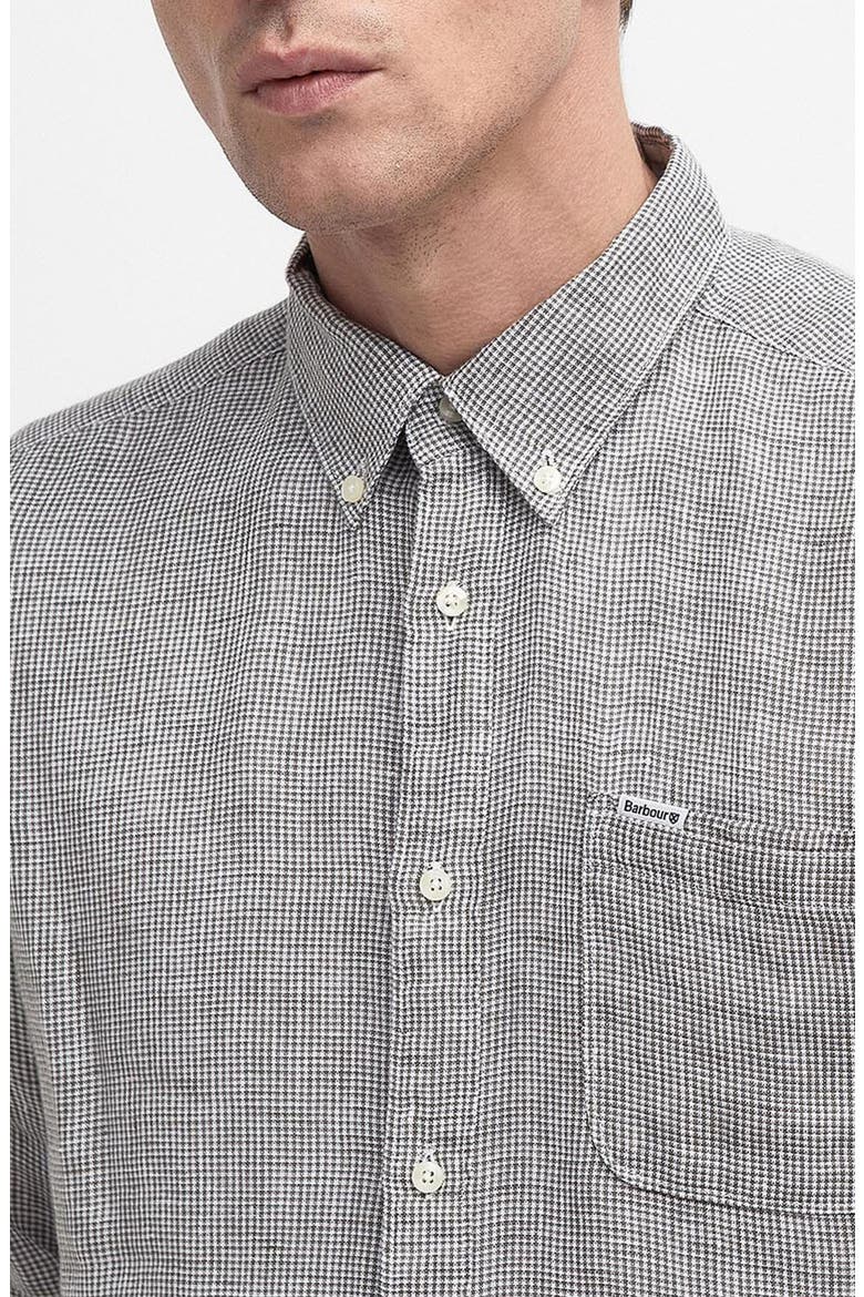 Linton Tailored Fit Check Linen Button-Down Shirt, Alternate, color, OLIVE
