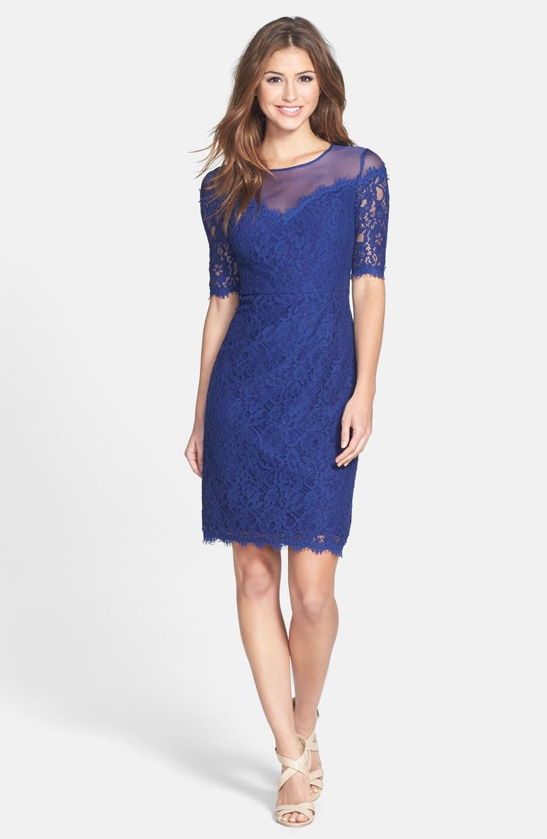 Nue by Shani Cotton Blend Lace Sheath Dress, Alternate, color,