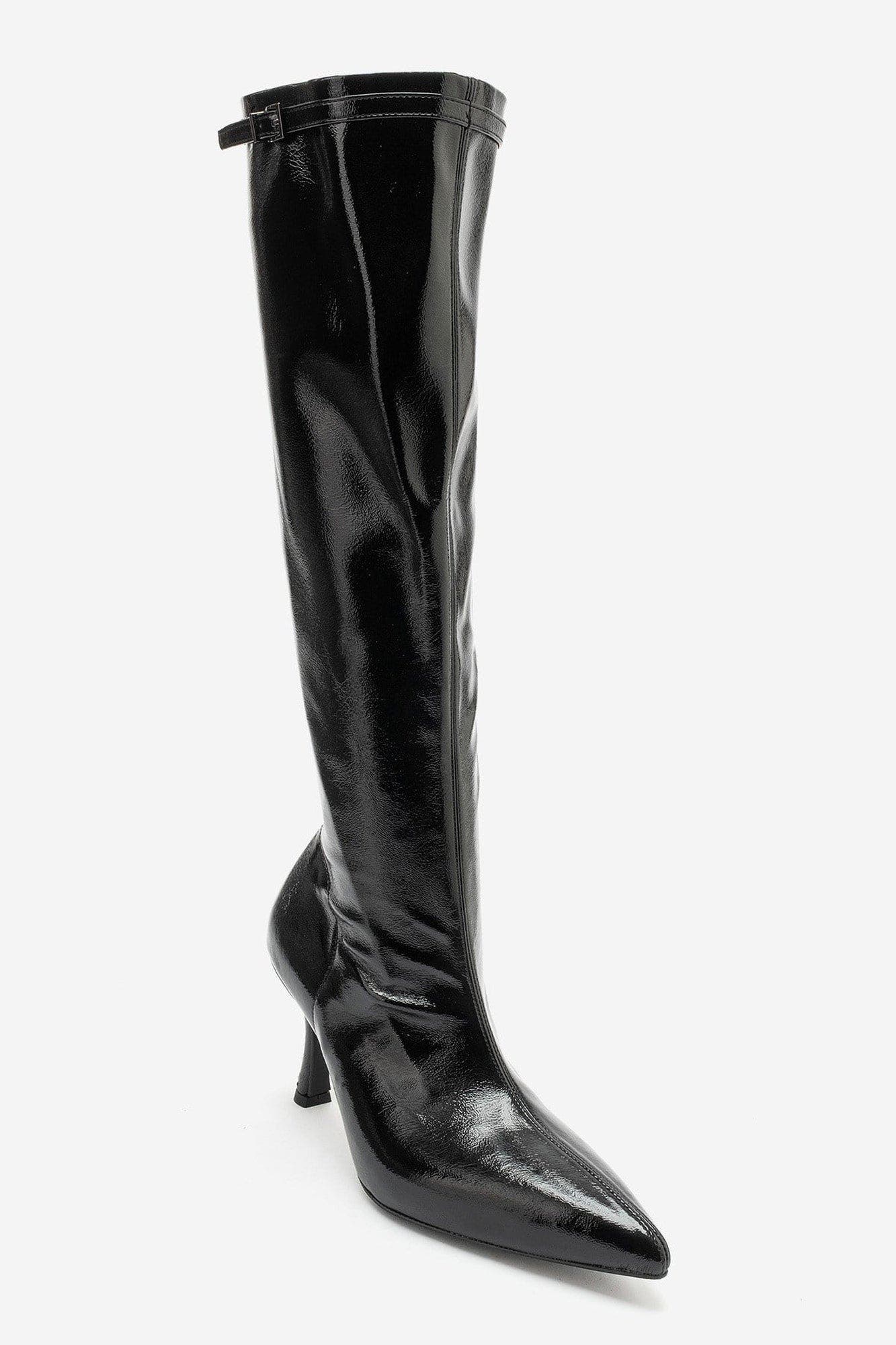 Dorado Stiletto Knee High Boot, Main, color, Black Patent