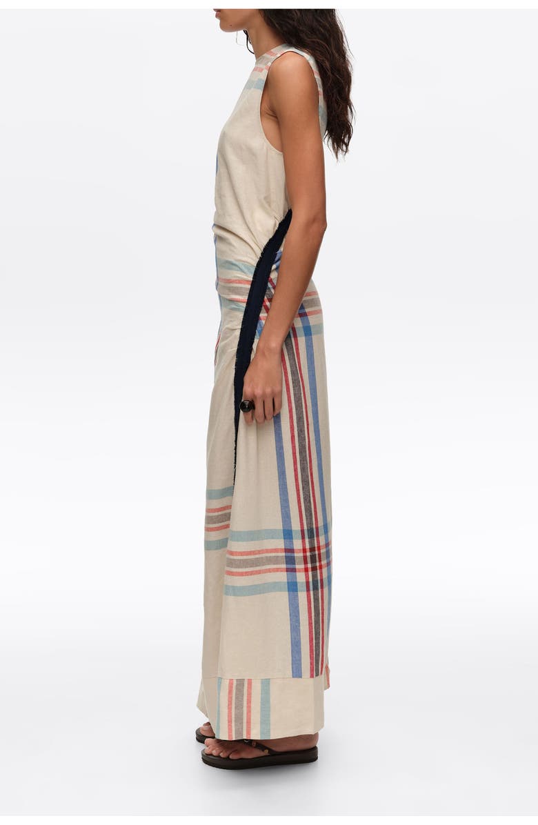 Bimba y Lola Linen Striped Sleeveless Dress With Overlay Strap, Alternate, color, Ivory