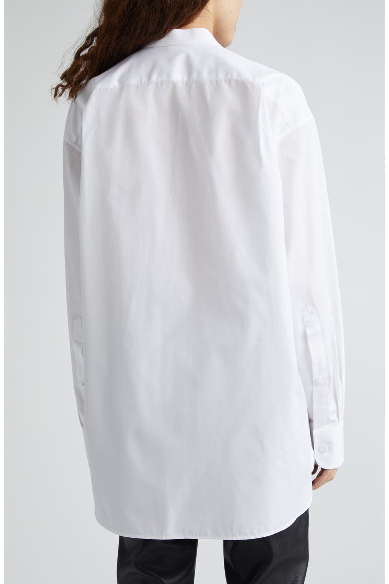 Plastron Bibbed Cotton Button-Up Shirt, Alternate, color, 9000 - PURE WHITE
