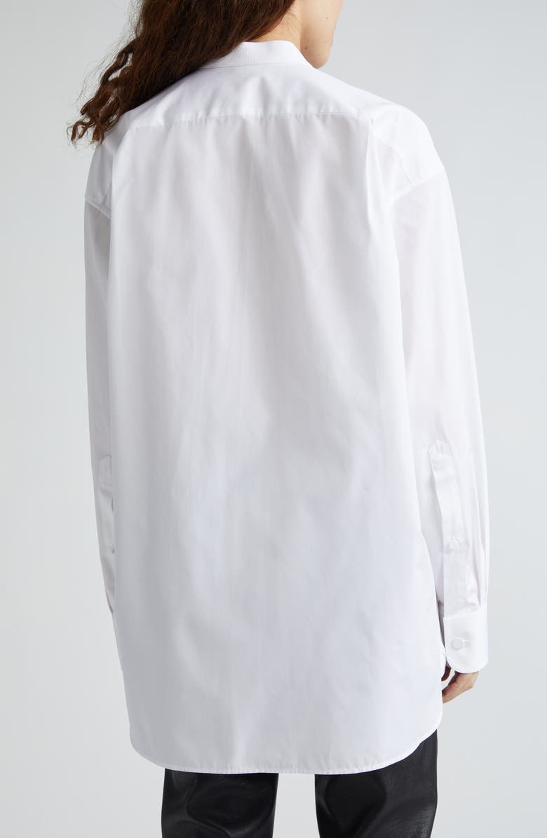 Stella McCartney Plastron Bibbed Cotton Button-Up Shirt, Alternate, color,