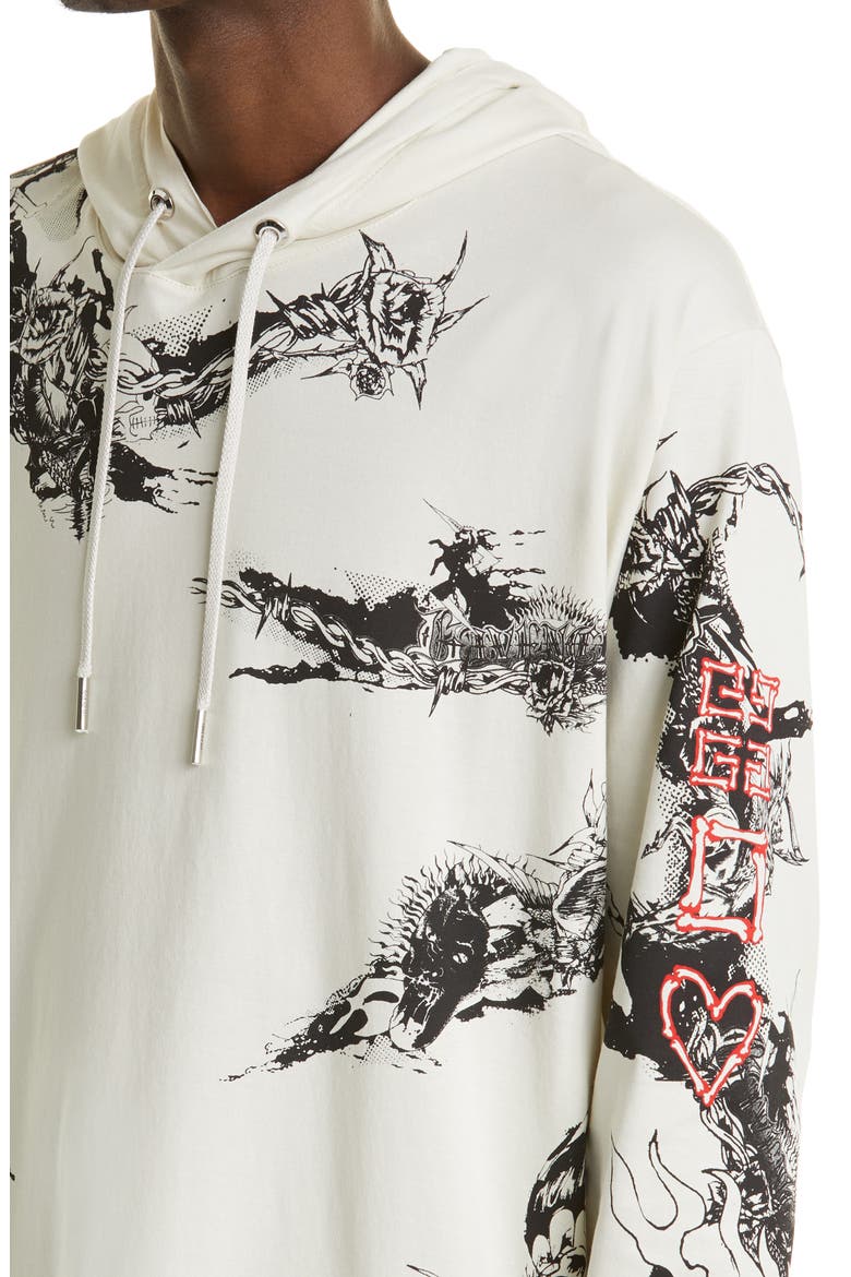 Gothic Logo Oversize Hooded Graphic Tee, Alternate, color, DUST GREY