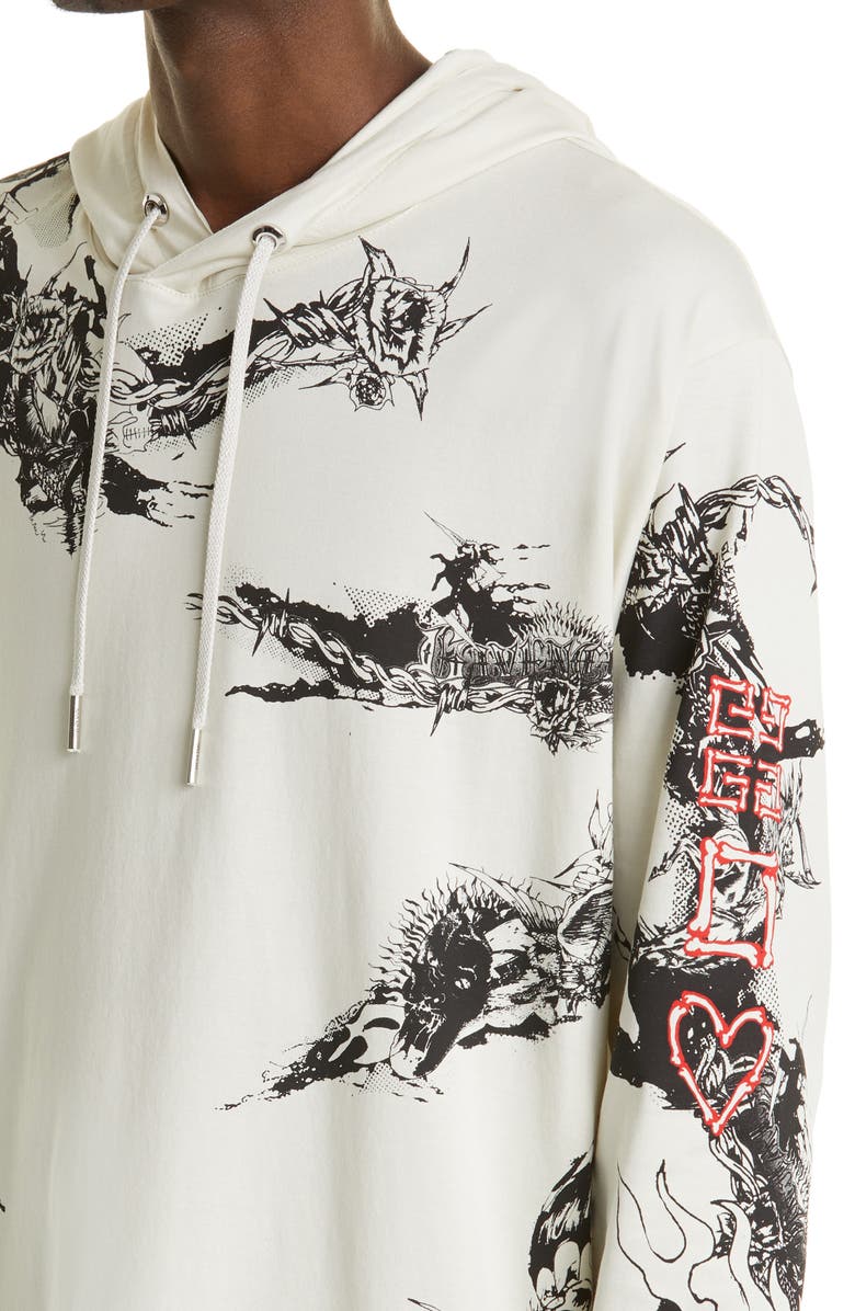 Givenchy Gothic Logo Oversize Hooded Graphic Tee, Alternate, color, 