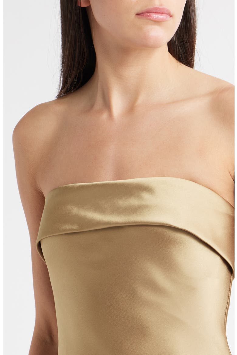 Faye Strapless Satin Cocktail Dress, Alternate, color, GOLD