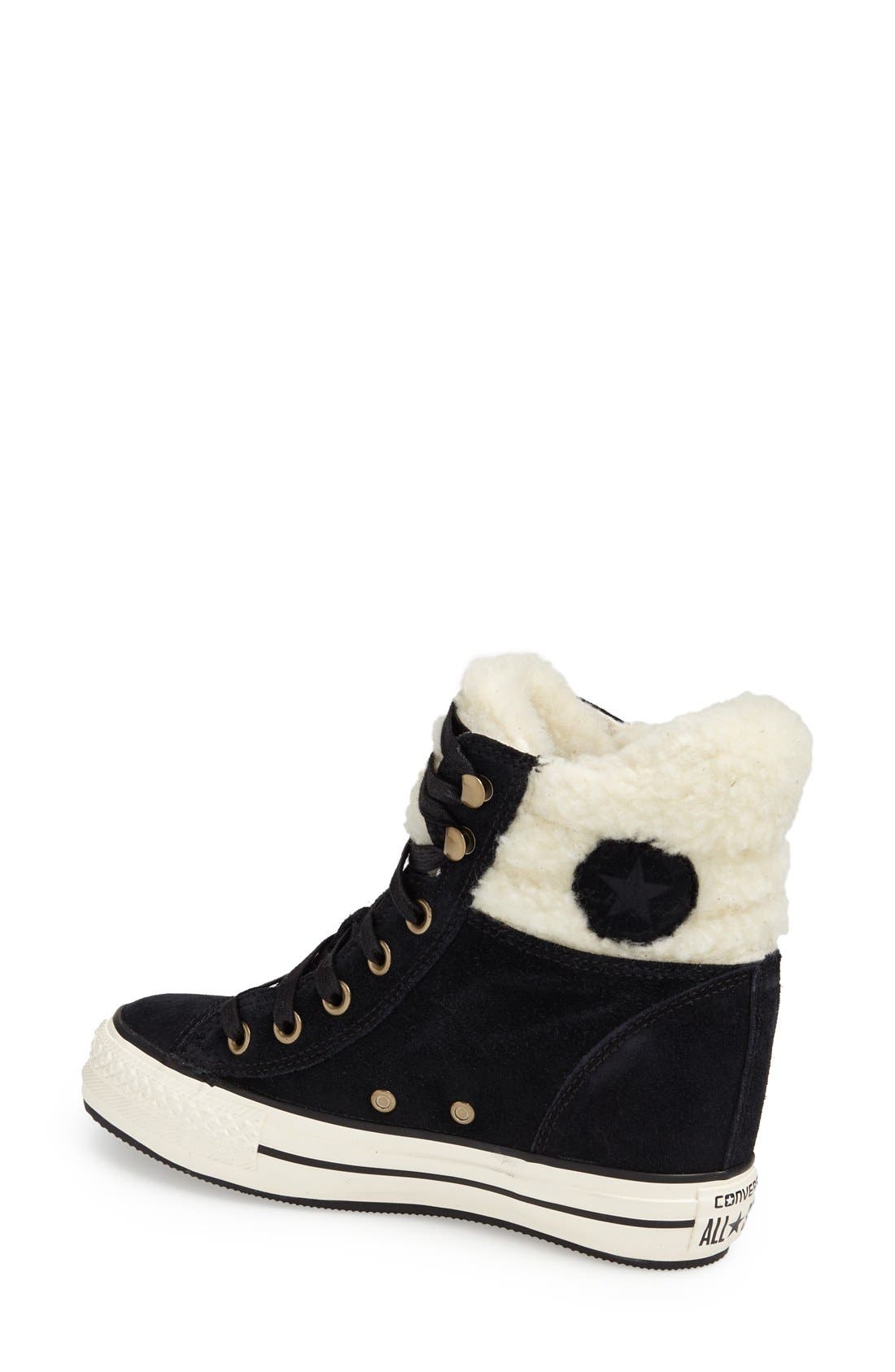 Converse Chuck Taylor<sup>®</sup> All Star<sup>®</sup> Faux Shearling High Top Platform Sneaker, Alternate, color, 