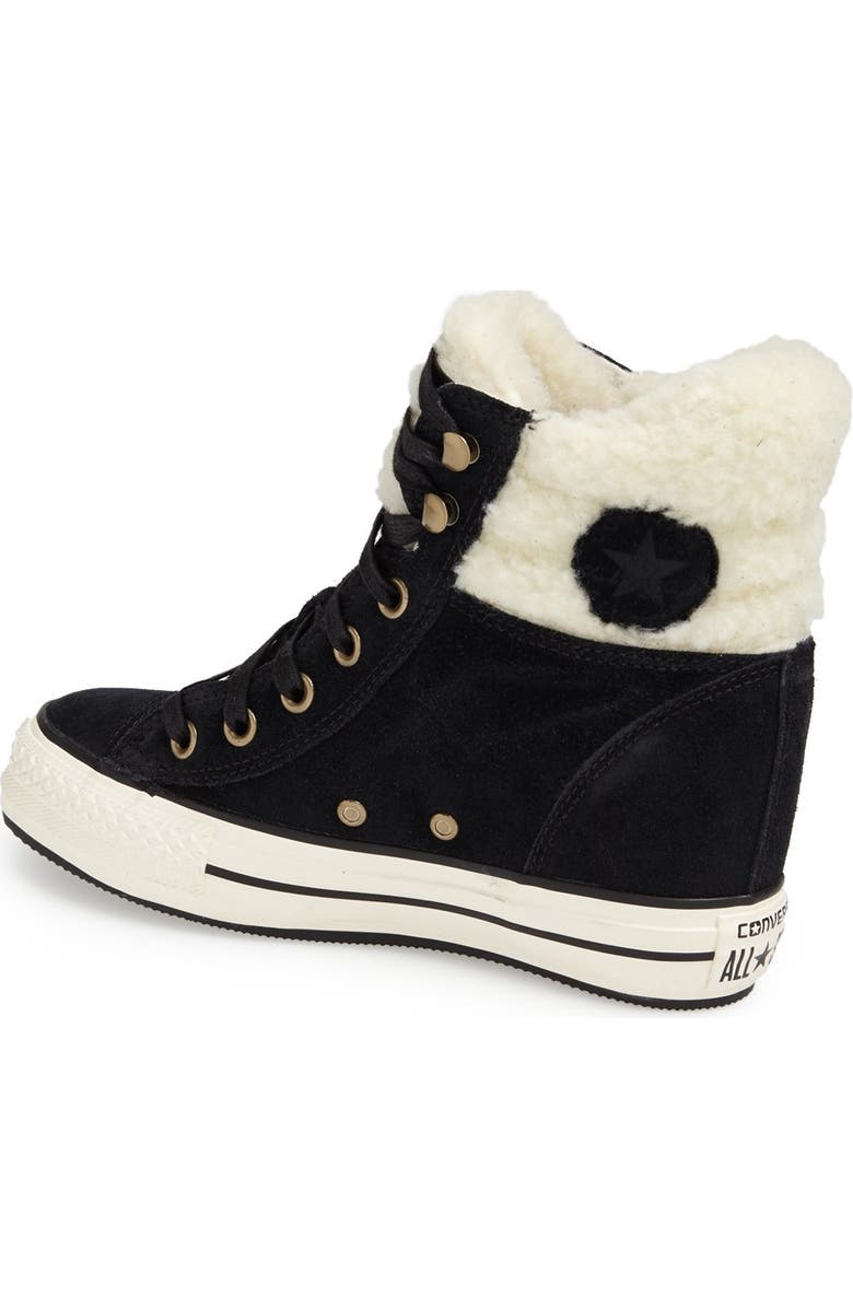 Converse Chuck Taylor<sup>®</sup> All Star<sup>®</sup> Faux Shearling High Top Platform Sneaker, Alternate, color,