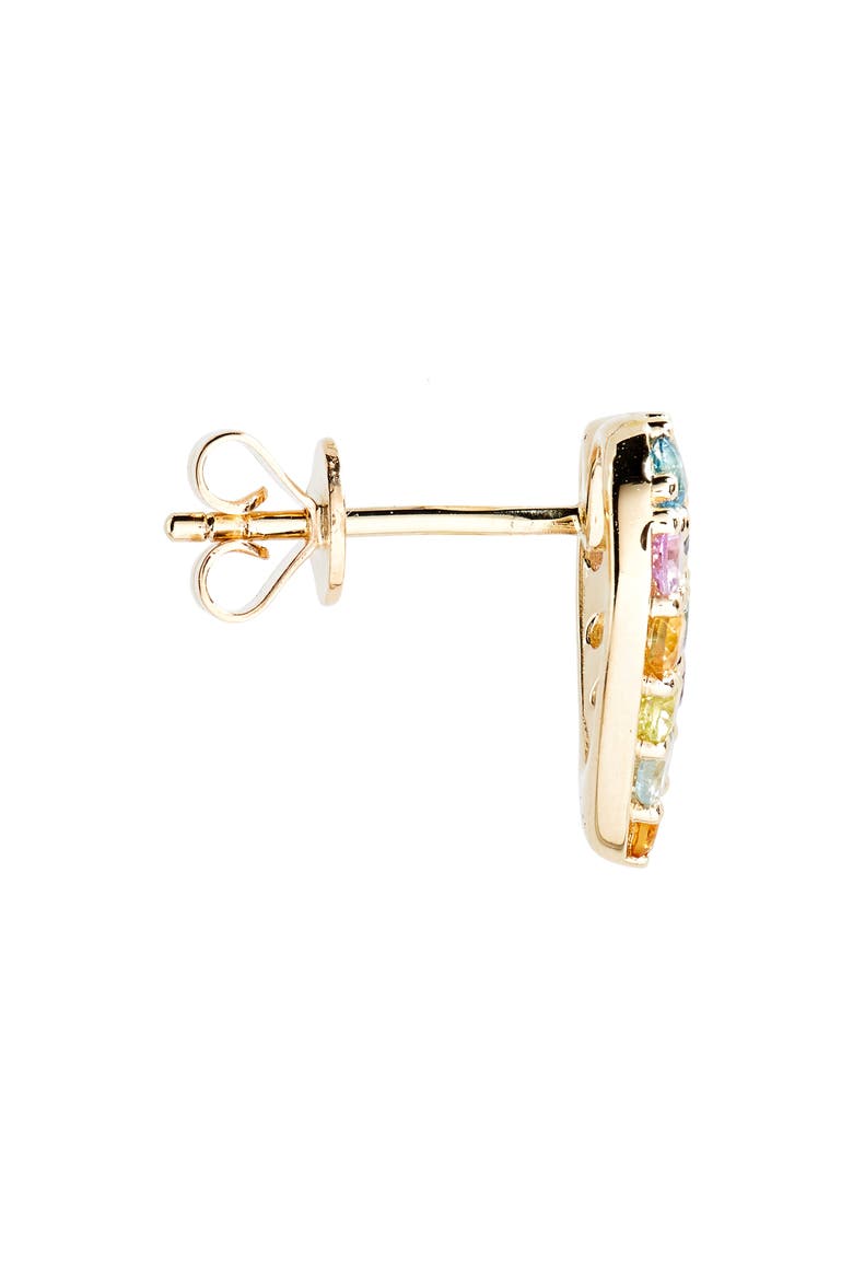 Pavé Heart Stud Earrings (Nordstrom Exclusive), Alternate, color, 14K YELLOW GOLD / MIX STONE
