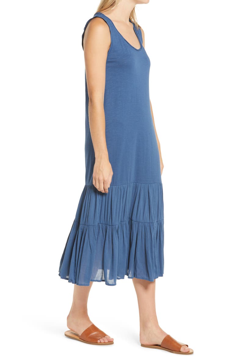 Mixed Media Drop Waist Maxi Dress, Alternate, color, BLUE ENSIGN