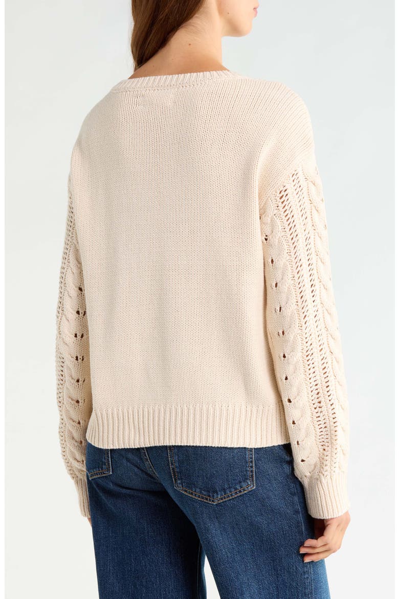 Floral Embroidered Cotton Blend Sweater, Alternate, color, WHITECAP GRAY