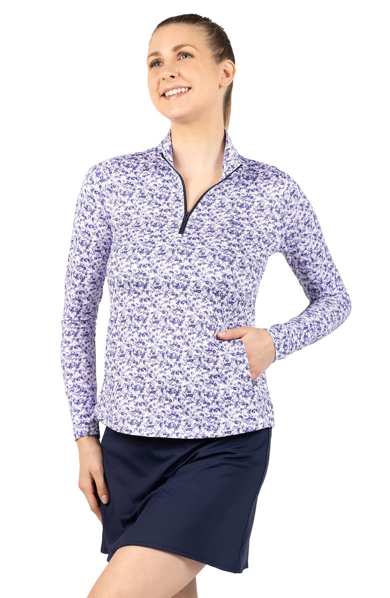 TailorByrd Ditsy Quarter Zip Pullover, Alternate, color, White