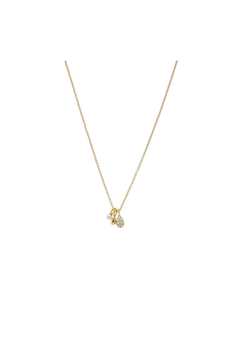 Mixed Pear Charm Dainty Necklace, Main, color, Gold