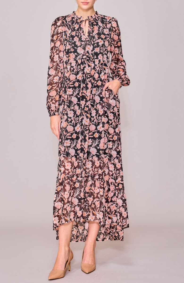 MELLODAY Long Sleeve Front Tie Maxi Dress, Main, color,