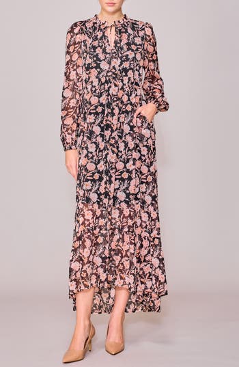 Melloday Long Sleeve Front Tie Maxi Dress