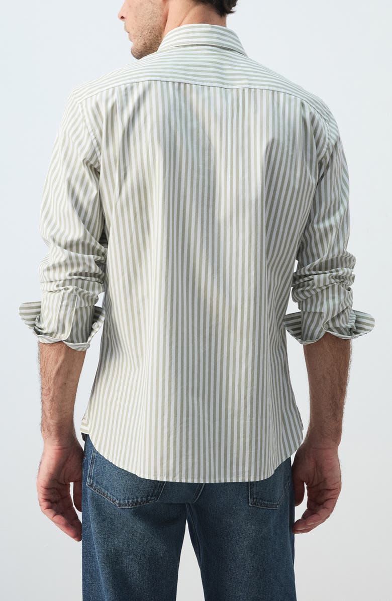 MANGO Regular Fit Stripe Button-Up Shirt, Alternate, color, Pastel Green