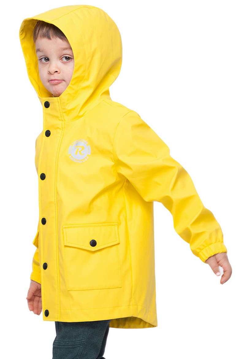 Kids' Waterproof Rain Coat Rubberized Jacket, Alternate, color, Lemon chrome
