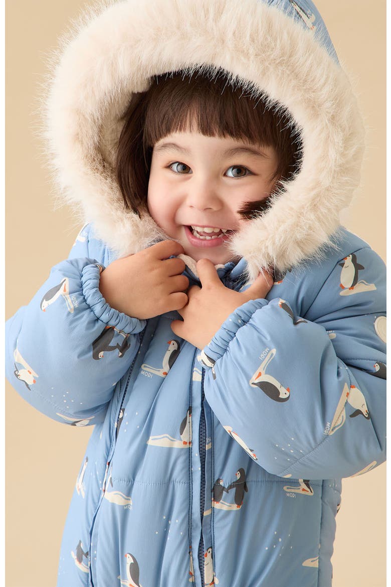 Recycled Faux Fur Lined Penguin Snowsuit, Alternate, color, Rainwash