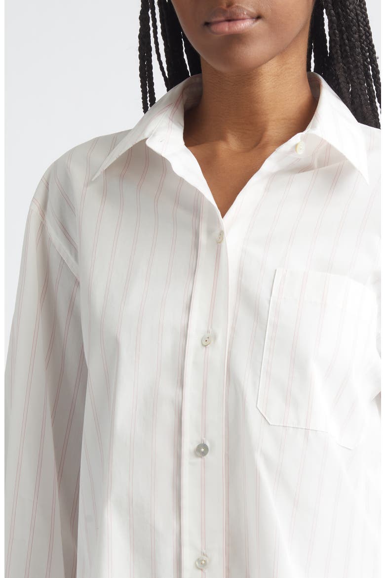 Stripe Crop Poplin Shirt, Alternate, color, OFF WHITE/ CASA ROSA