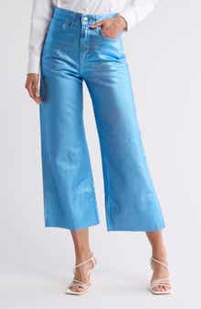 Veronica Beard Taylor High Waist Raw Hem Ankle Wide Leg Jeans