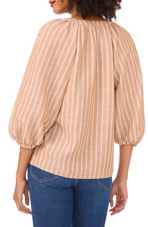 Halogen ® Crinkle Puff Sleeve Button-up Shirt In Brown