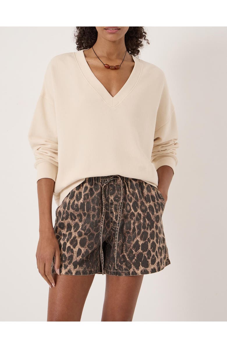 Hush Cleo V-Neck Cotton Sweatshirt, Alternate, color, Almond