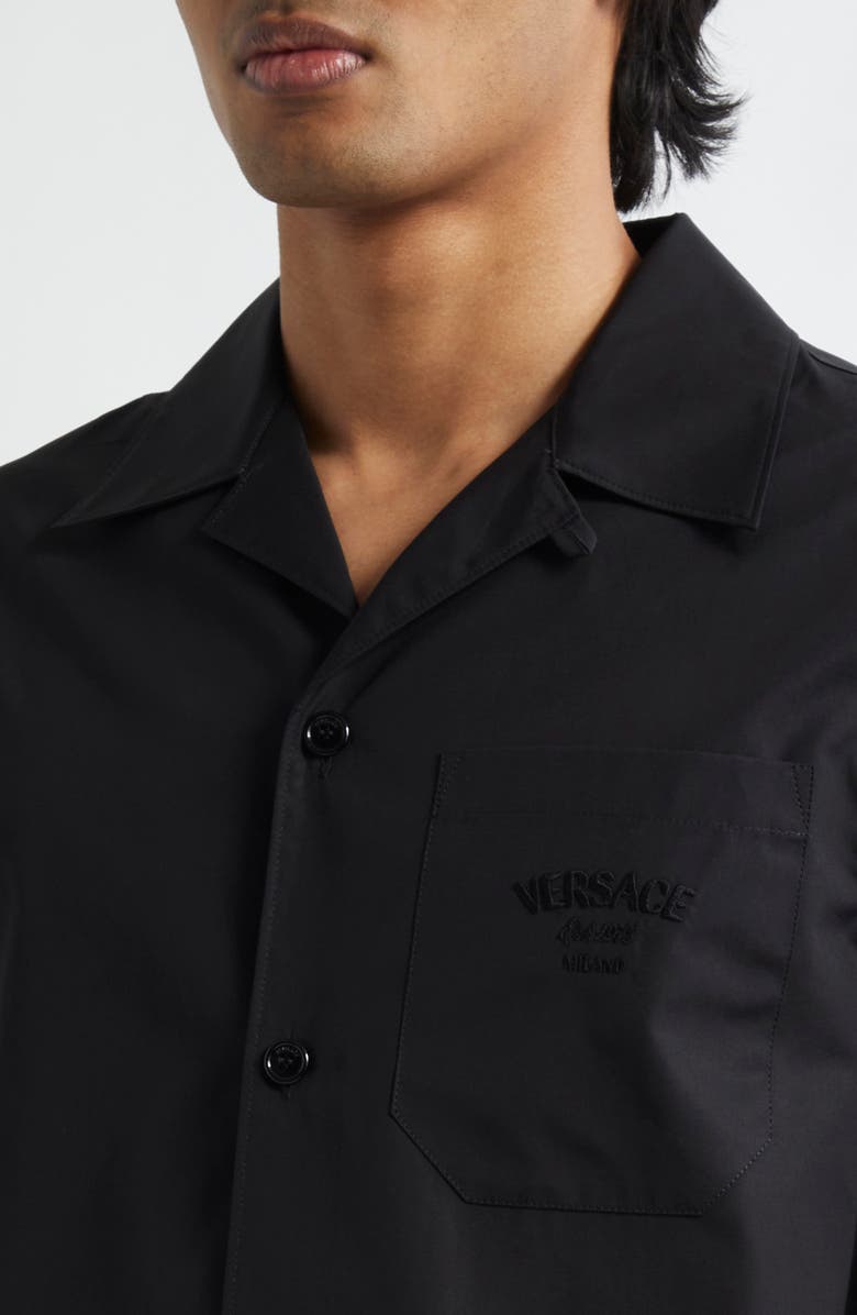 Versace Medusa Chains Cotton Poplin & Silk Camp Shirt, Alternate, color, 