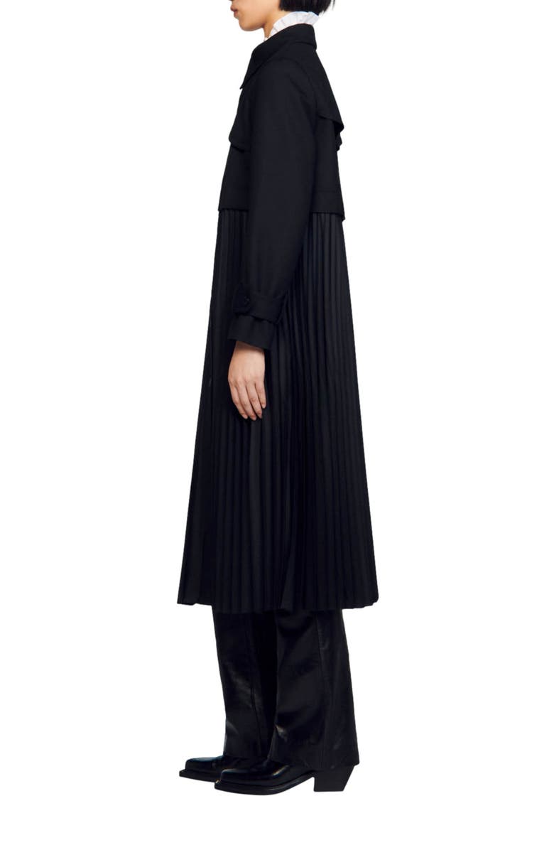 SANDRO Pleated trench coat, Alternate, color, 