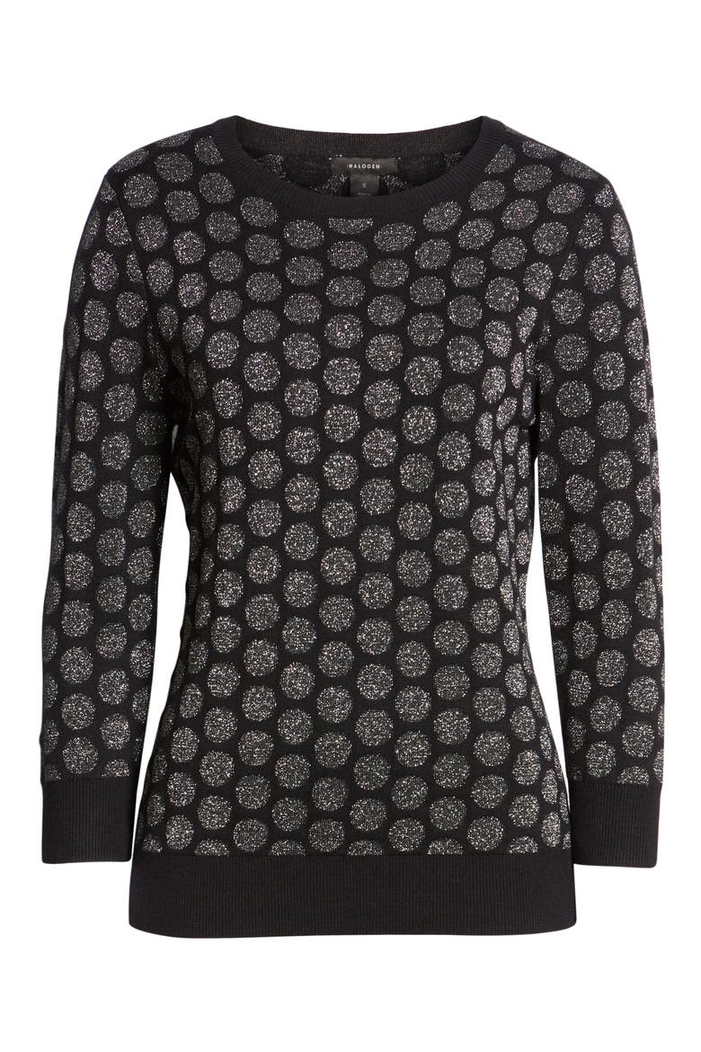 x Atlantic-Pacific Shimmer Dot Sweater, Alternate, color, BLACK