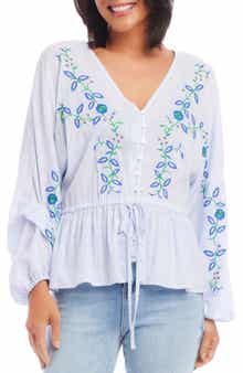 Floral Embroidered Stripe Top