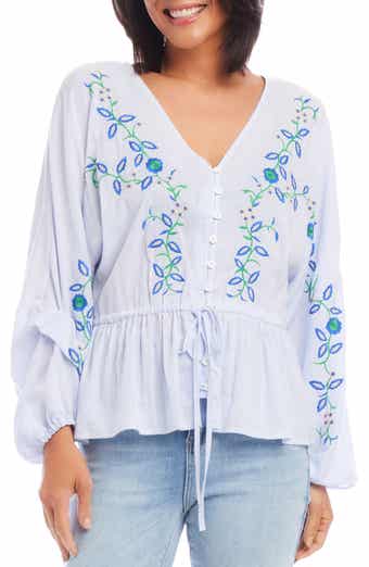 Floral Embroidered Stripe Top