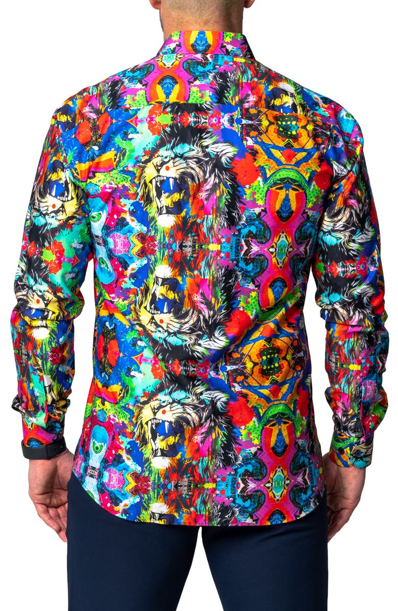 Maceoo Fibonacci Acidroar Regular Fit Button-Up Shirt, Alternate, color, Blue Multi