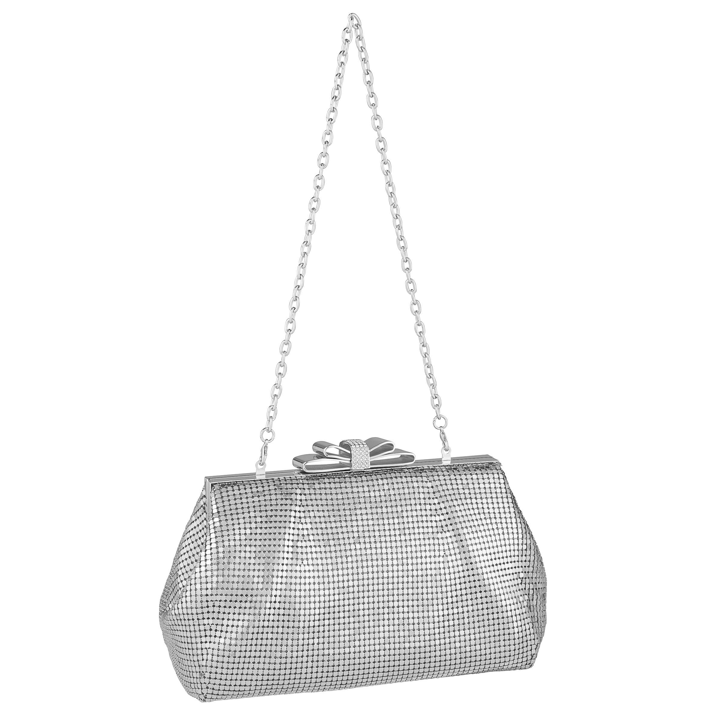 Whiting & Davis Blake Bow Clutch, Alternate, color, Pewter