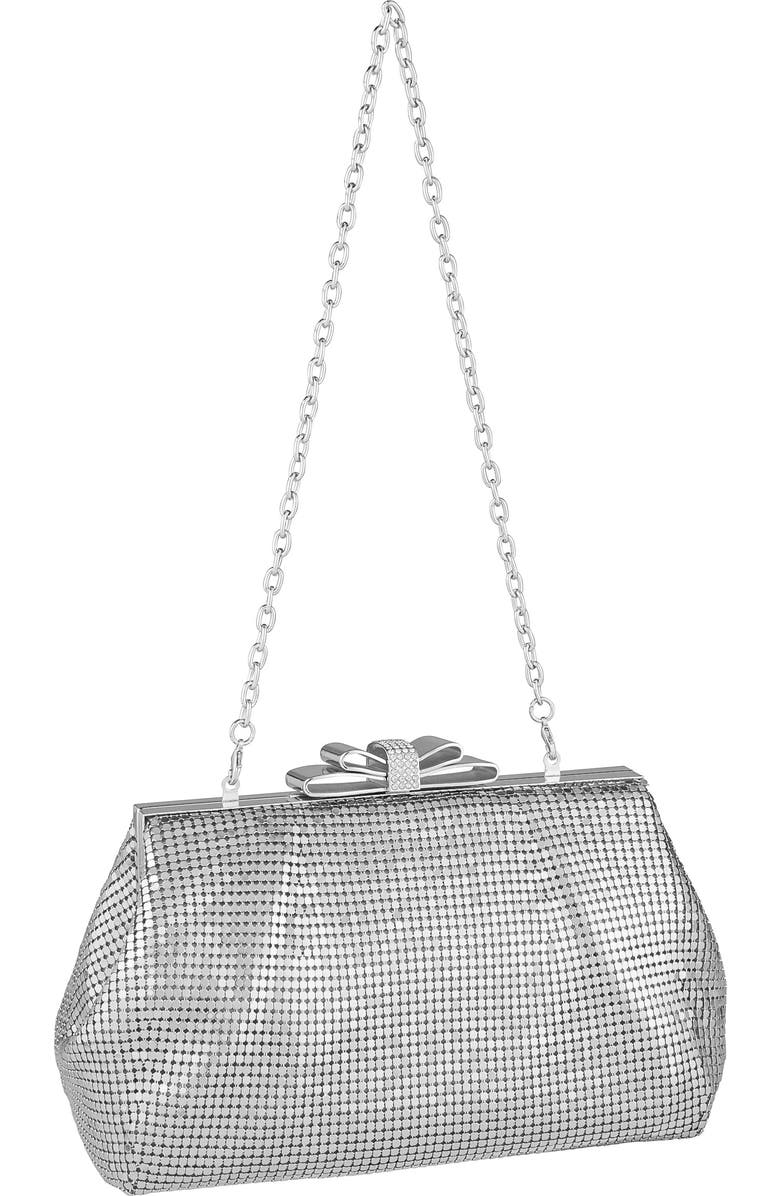 Whiting & Davis Blake Bow Clutch, Alternate, color, Pewter