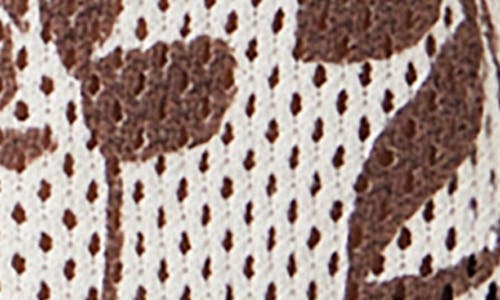 Bella Dahl Leaf Print Open Stitch Short Sleeve Cotton Sweater In Multi
